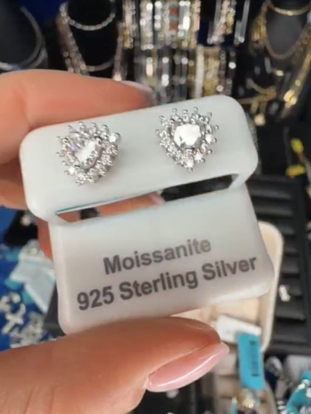 925 Sterling Silver Moissanite Teardrop Stud Earrings - Sparkling Silver